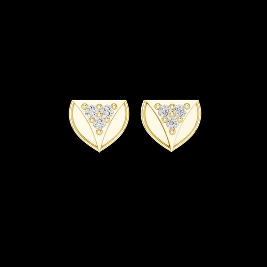 0.17 TCW Triple Stone Cluster Shield Shaped Moissanite Diamond Stud Earrings in Gold For Party