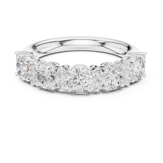 Round Moissanite Half Eternity Wedding Band - view 3