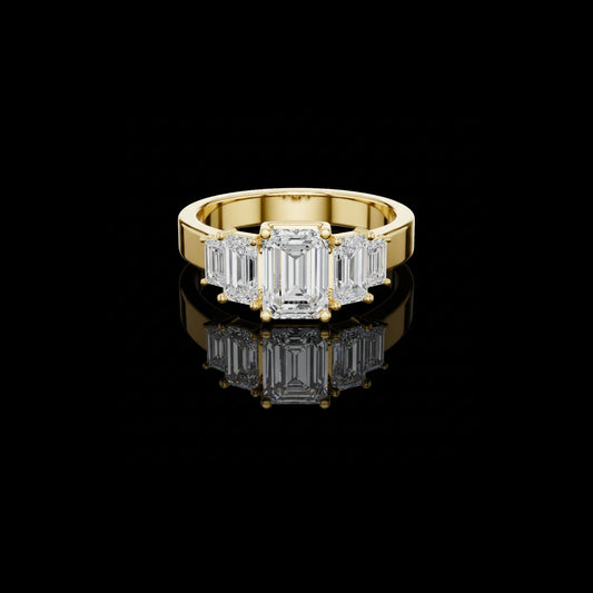 1.00 CT Blissful Five Stone Lab Grown Emerald Cut Ring For True Grace