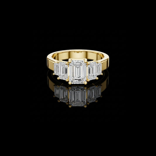 1.00 CT Blissful Five Stone Moissanite Emerald Cut Ring For True Grace