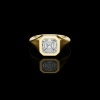 2.00 TCW Bright Moissanite Asscher Cut Bezel Set Diamond Modern Statement & Signet Style Ring