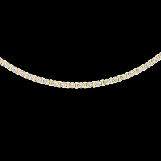 14.01 TCW Trendy Moissanite Round Bezel Set Diamond Tennis Necklace Sleek Design with Unique Brilliance
