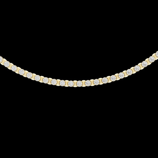 14.01 TCW Trendy Lab Grown Round Bezel Set Diamond Tennis Necklace Sleek Design with Unique Brilliance
