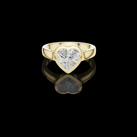 2.00 TCW Lovely Moissanite Heart Cut Bezel Set Love Diamond Ring For Beautiful