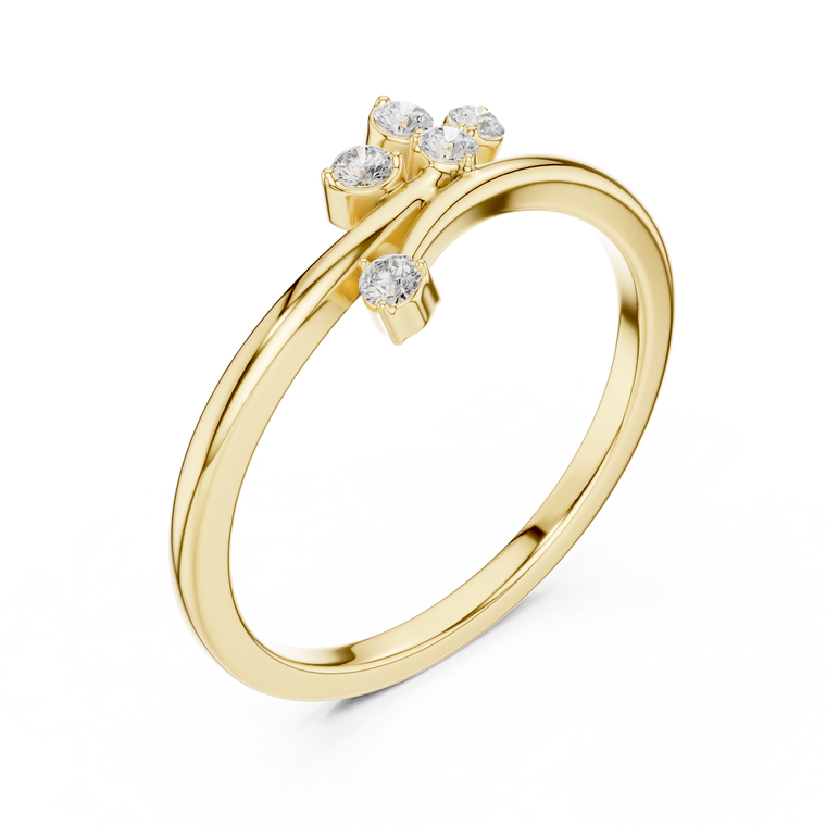 Moissanite Leaf Branch Open Bypass Ring - view 2