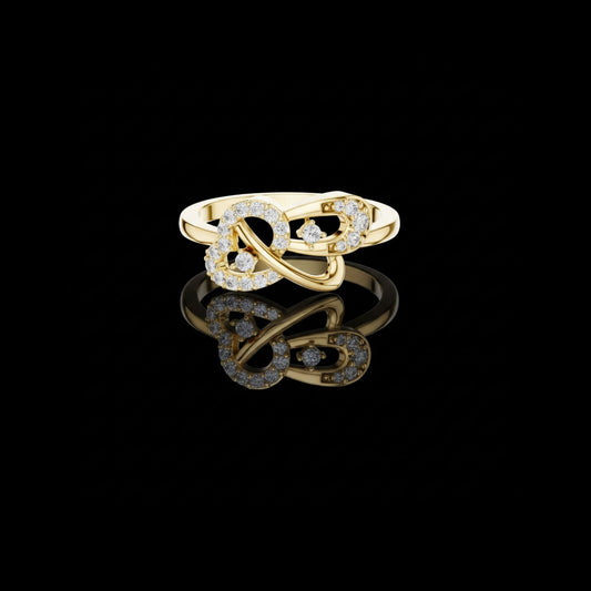 0.50 TCW Stunning Lab Grown Round Cut Interlocking Chain Diamond Ring with Pavé Accents