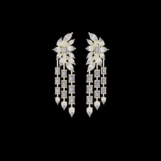 2.63 CT Grand Multi Shape Moissanite Chandelier Earrings Trending Statement Drop Jewelry