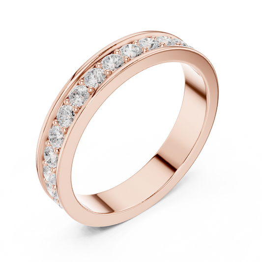 Round Cut Channel Set Lab Diamond Eternity Wedding Band Ring - view 3