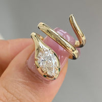 2.00 CT Unique Lab Grown Pear Cut Diamond Spiral Open Band Luxury Statement Ring