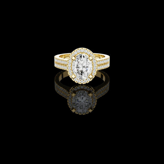 2.50 CT Exclusive Lab Grown Oval Cut Halo Double Pave Grand Statement Wedding Ring