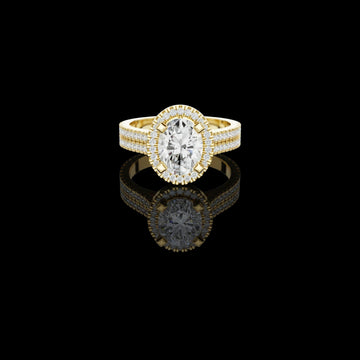 2.50 CT Exclusive Moissanite Oval Cut Halo Double Pave Grand Statement Wedding Ring