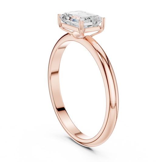 1.00 TCW Artistic Solitaire Lab Grown Emerald Cut Ring For Signature Look