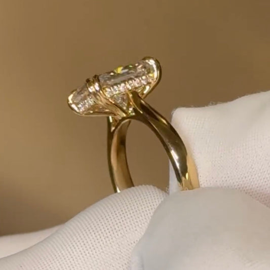 Hidden Halo Radiant Cut Moissanite Solitaire Engagement Ring - view 2