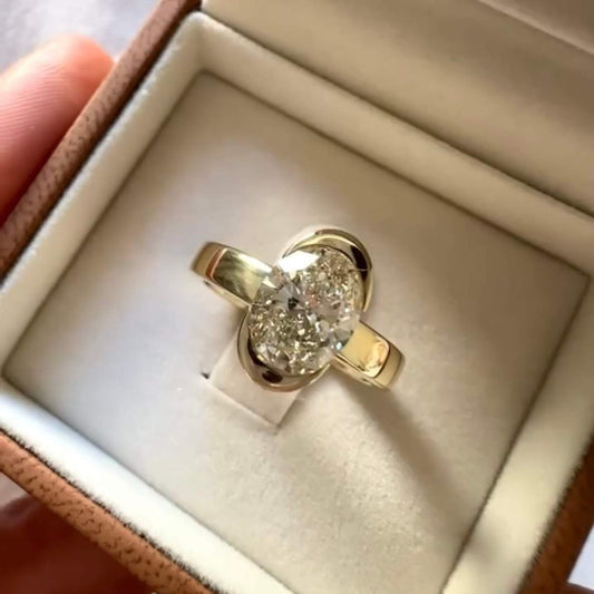 3.00 TCW Luxury Lab Grown Oval Cut Diamond Bold Ring Minimal Statement Design