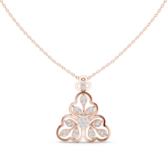 0.86 TCW Classic Round Moissanite Diamond Floral Openwork Flower Pendant Luxurious Gift for Her