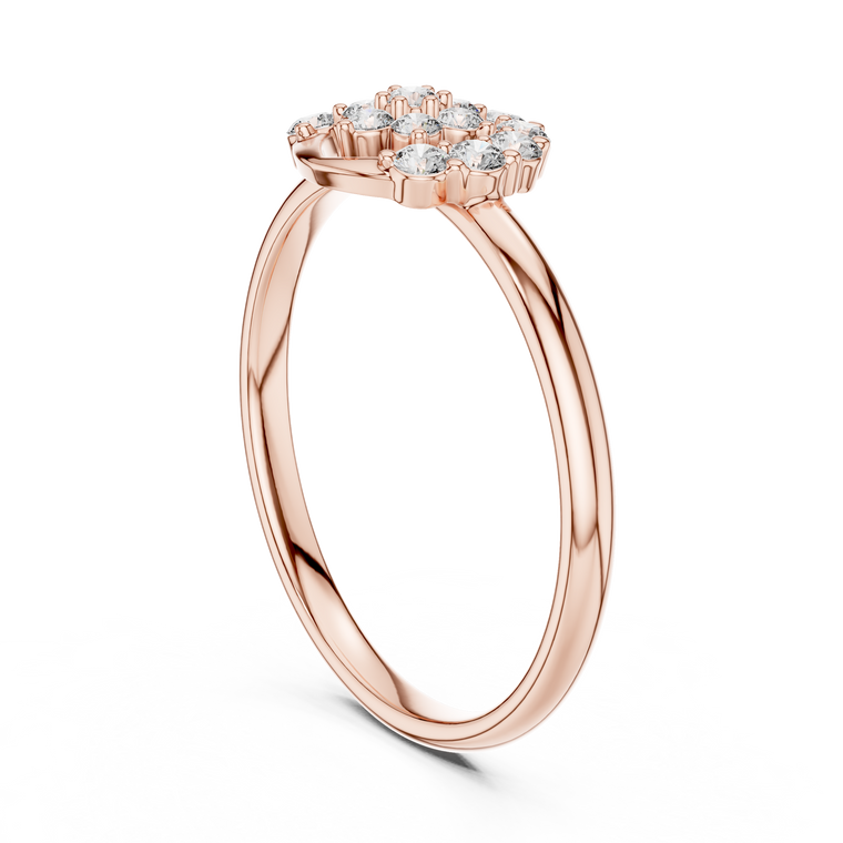 Art Deco Round Cut Lab Diamond Cluster Anniversary Ring - view 2