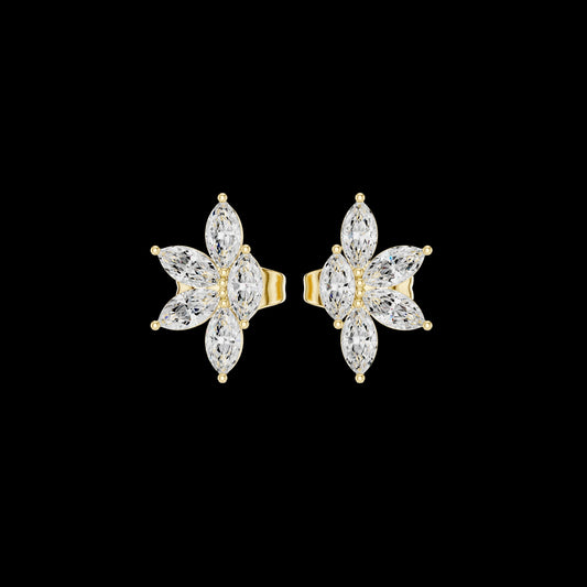 0.52 TCW Bright Moissanite Floral Marquise Cut Diamond Stud Earrings For Birthday Gift