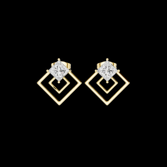 1.6 TCW Artfully Moissanite Princess Cut Modern Geometric Diamond Stud Earrings For Good Time