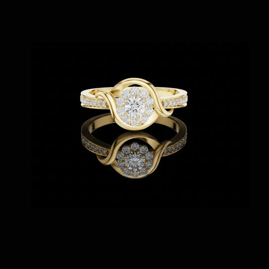0.17 CT Luxury Halo Diamond Knot Ring Lab Grown Round Cut Diamond Statement Jewelry