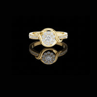1.00 CT Luxury Halo Diamond Knot Ring Moissanite Round Cut Diamond Statement Jewelry