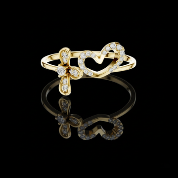 0.70 CT Beautiful Heart & Floral Moissanite Diamond Ring Sparkling Open Design Fine Jewelry For Her