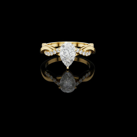 1.00 CT Stylish Curve Band Lab Grown Pear Cut Ring For Traditional look