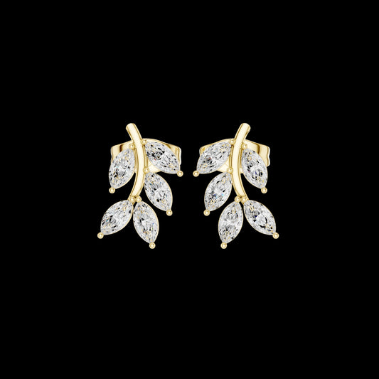 0.52 TCW Classy Moissanite Marquise Cut Nature Inspired Leaf Diamond Stud Earrings For Partywear