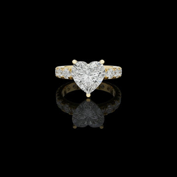 Heart Cut Lab Grown Diamond Pave Solitaire Ring