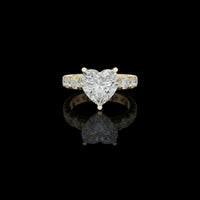 Heart Cut Moissanite Diamond Pave Solitaire Ring
