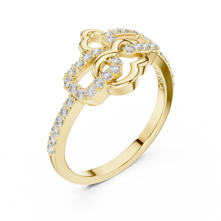 Art Deco Round Cut Lab Diamond Link Delicate Ring For Women - view 2