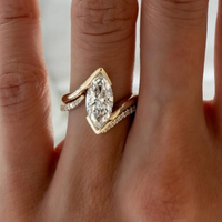 2.70 CT Luxury Marquise Cut Moissanite Diamond Asymmetrical Ring Delicate Bridal Set Fine Jewelry