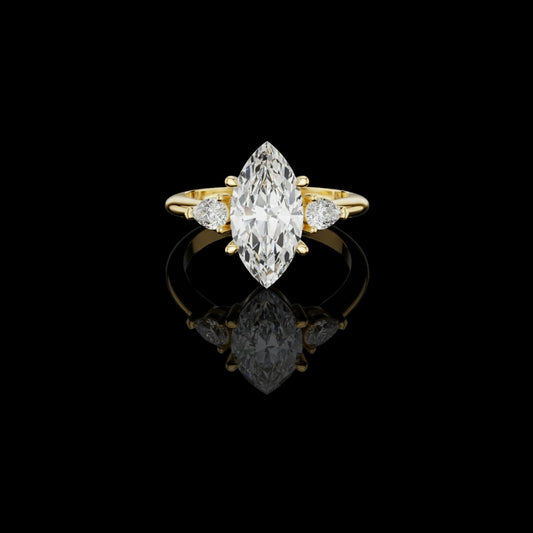 3.00 CT Desire Lab Grown Marquise Cut Diamond Three Stone Elegant Engagement Statement Ring
