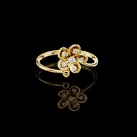 0.15 TCW Luxury Lab Grown Diamond Flower Elegant Gold Petal Ring for Women