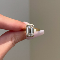 3.00 TCW Smooth Emerald Cut Lab Grown Diamond Ring With Refined Modern Elegance