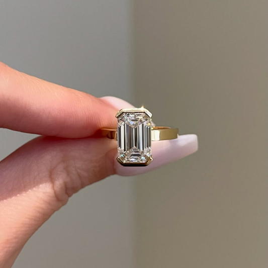 2.7 TCW Smooth Emerald Cut Lab Grown Diamond Ring With Refined Modern Elegance