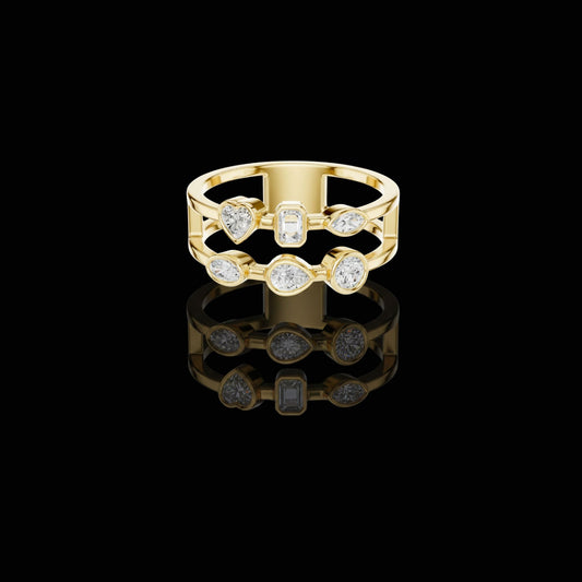 0.11 CT High Moissanite Multi Diamond Band with Mixed Cuts Bold Designer Statement Fine Jewelry