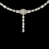 14.27 TCW Iconic Lab Grown Oval Halo Diamond Y Necklace Classic Grandeur with a Graceful Drop