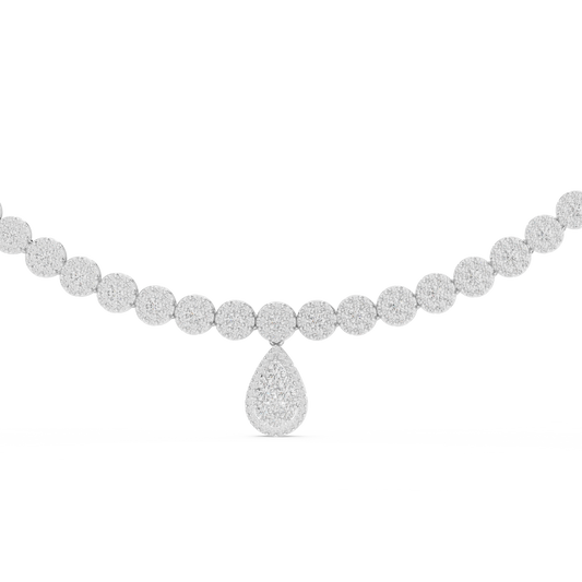 7.88 TCW Charming Moissanite Round Tennis Necklace with Pear Drop Pendant Royal Sparkle Statement