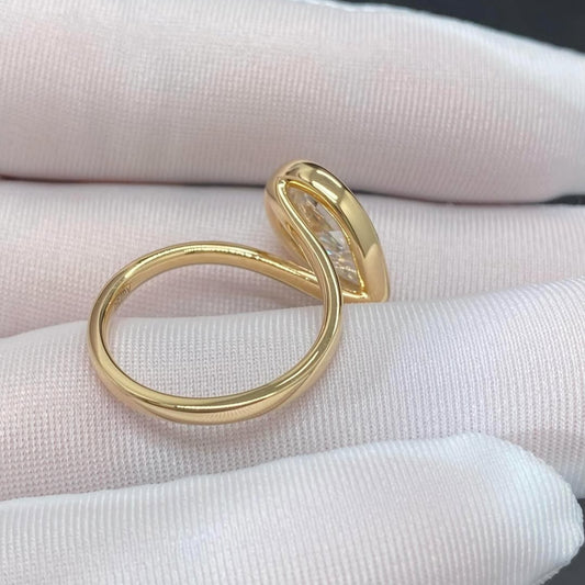 2.45 CT Elegant Moissanite Pear Shaped Diamond Bezel Set Minimalist Luxury Statement Ring