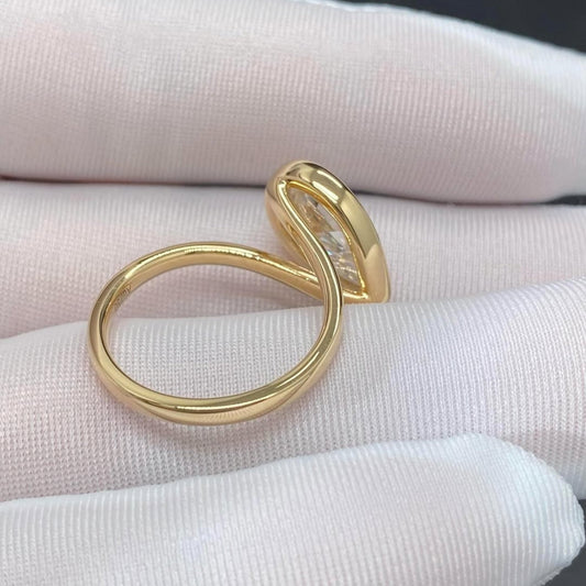 3.00 CT Elegant Lab Grown Pear Shaped Diamond Bezel Set Minimalist Luxury Statement Ring