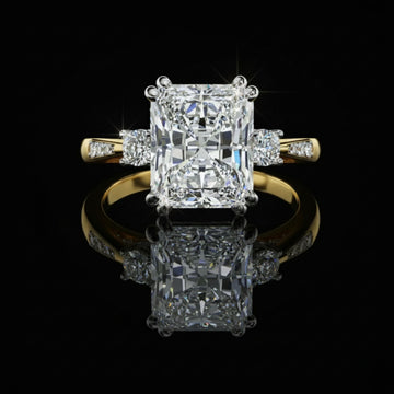 Radiant Cut Three Stone Moissanite Diamond Solitaire Ring