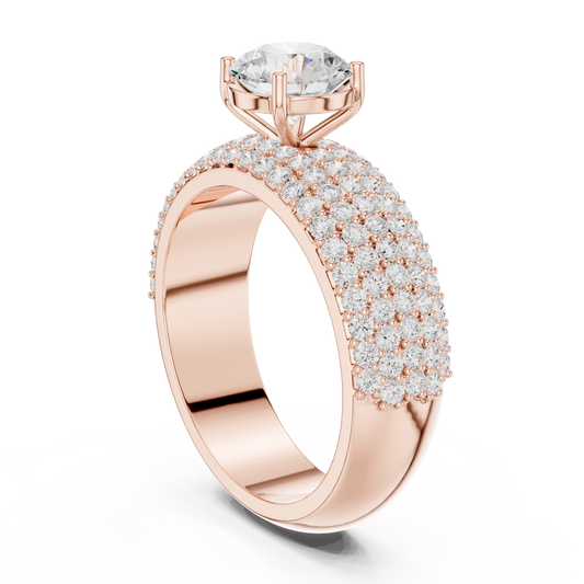 Round Cut Lab Diamond Wide Pave Band Wedding Ring - view 2