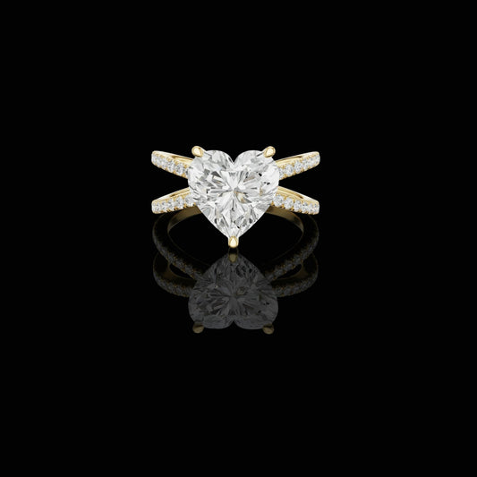 1.00 CT Stylish Lab Grown Heart Cut Diamond Split Shank Ring For Everywear