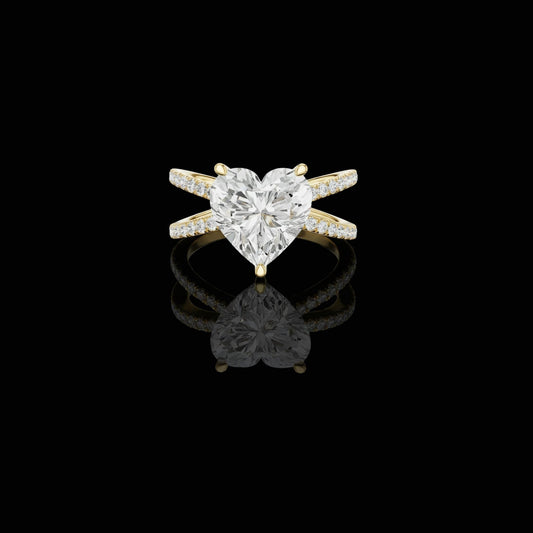3.50 CT Stylish Moissanite Heart Cut Diamond Split Shank Ring For Everywear
