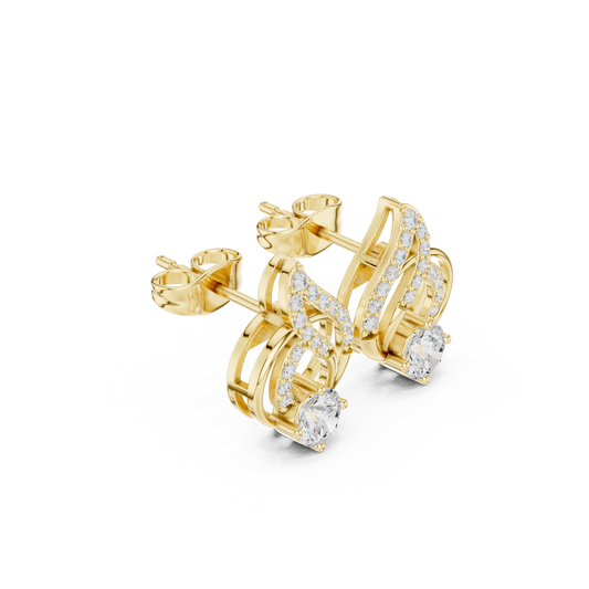 0.60 CT Bright Moissanite Round Cut Diamond Swirl Stud Earrings Modern Fine Jewelry Design