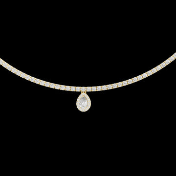0.25 CT Elegant Moissanite Round Tennis Necklace with Pear Shaped Drop Pendant Classic Redefined