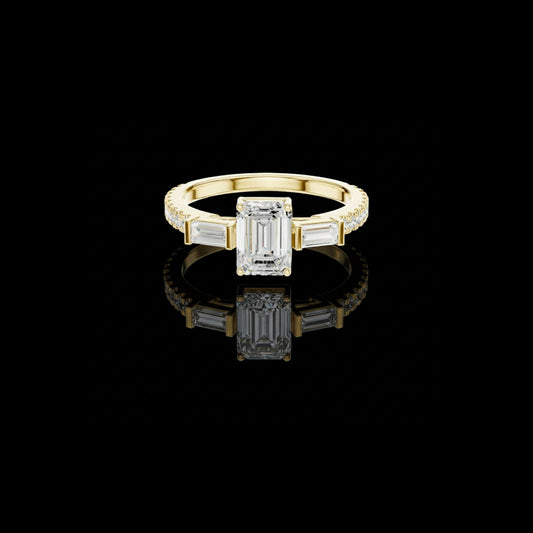 1.00 CT Everlasting Lab Grown Emerald Cut Ring For Moment Of Day