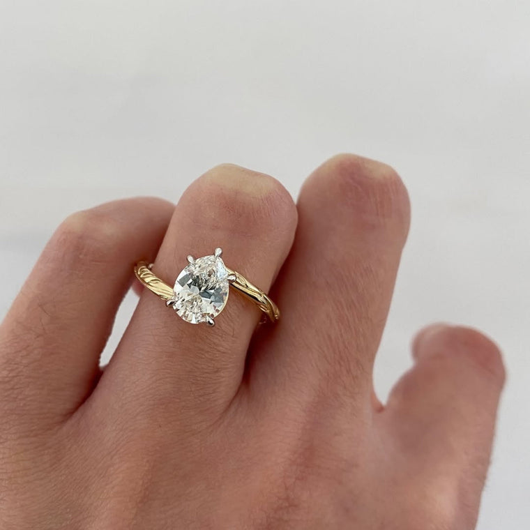 Nature Inspired Pear Lab Diamond Promise Engagement Ring - view 2