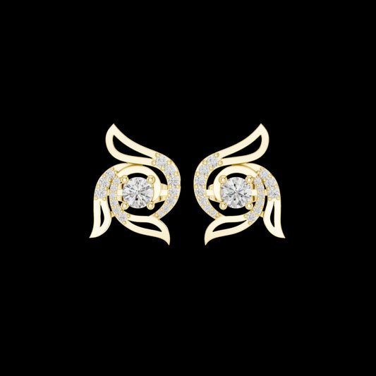 0.39 CT Signature Moissanite Round Cut Winged Swirl Diamond Stud Earrings For Her