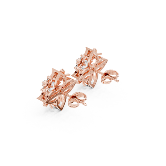 Architectural Wings Princess Shape Moissanite Stud Earrings For Women - view 4